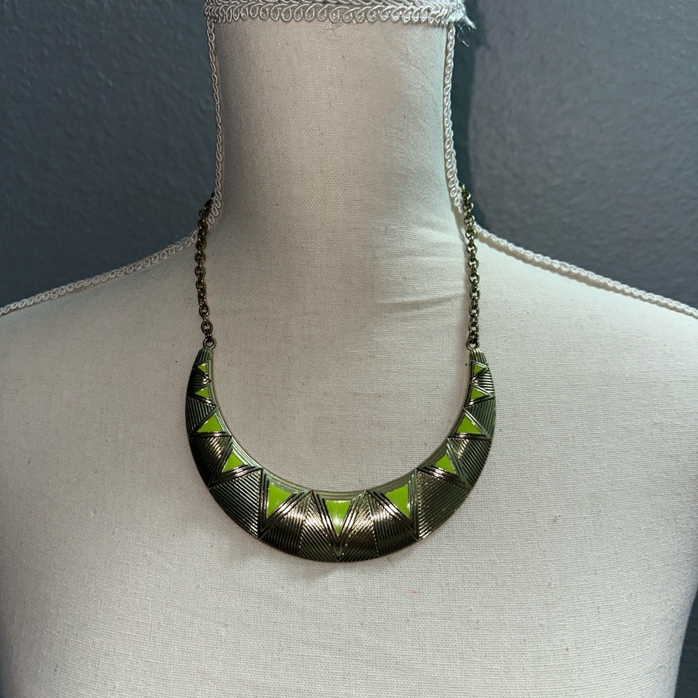 Claire’s Necklace Bronze Yellow Triangle Statement Necklace